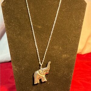 Hematite Elephant Pendant Necklace